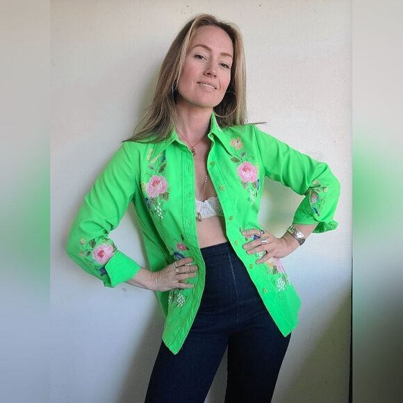 King James California Embroidered Vintage 70s Button Down L - Picture 14 of 15